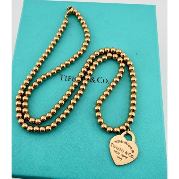 Tiffany & Co. Jewelry - Return to Tiffany & Co. Mini Bead 18" Necklace 18k Rose Gold 21g Retired